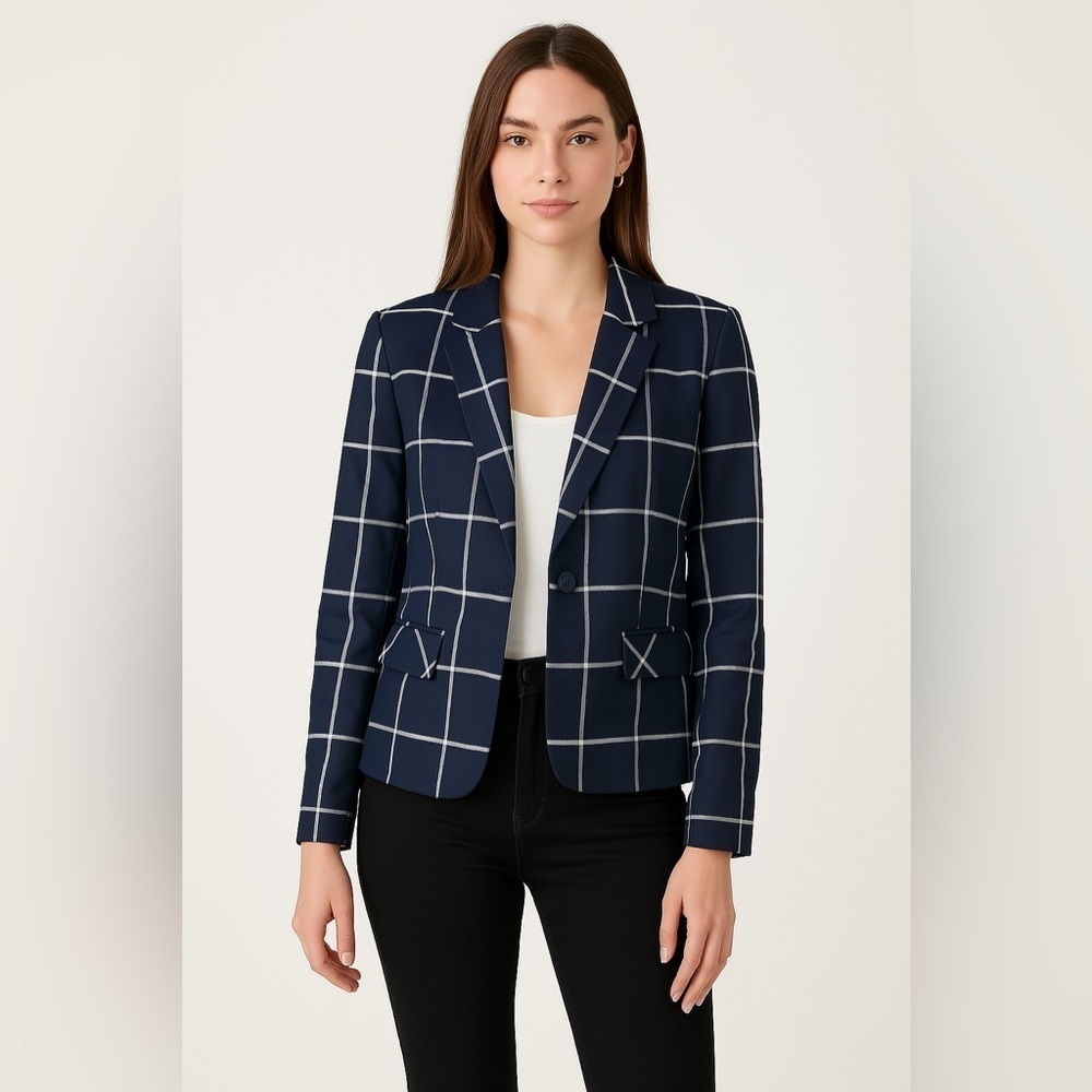 𝅺Cupcakes & Cashmere Navy Windowpane Blazer